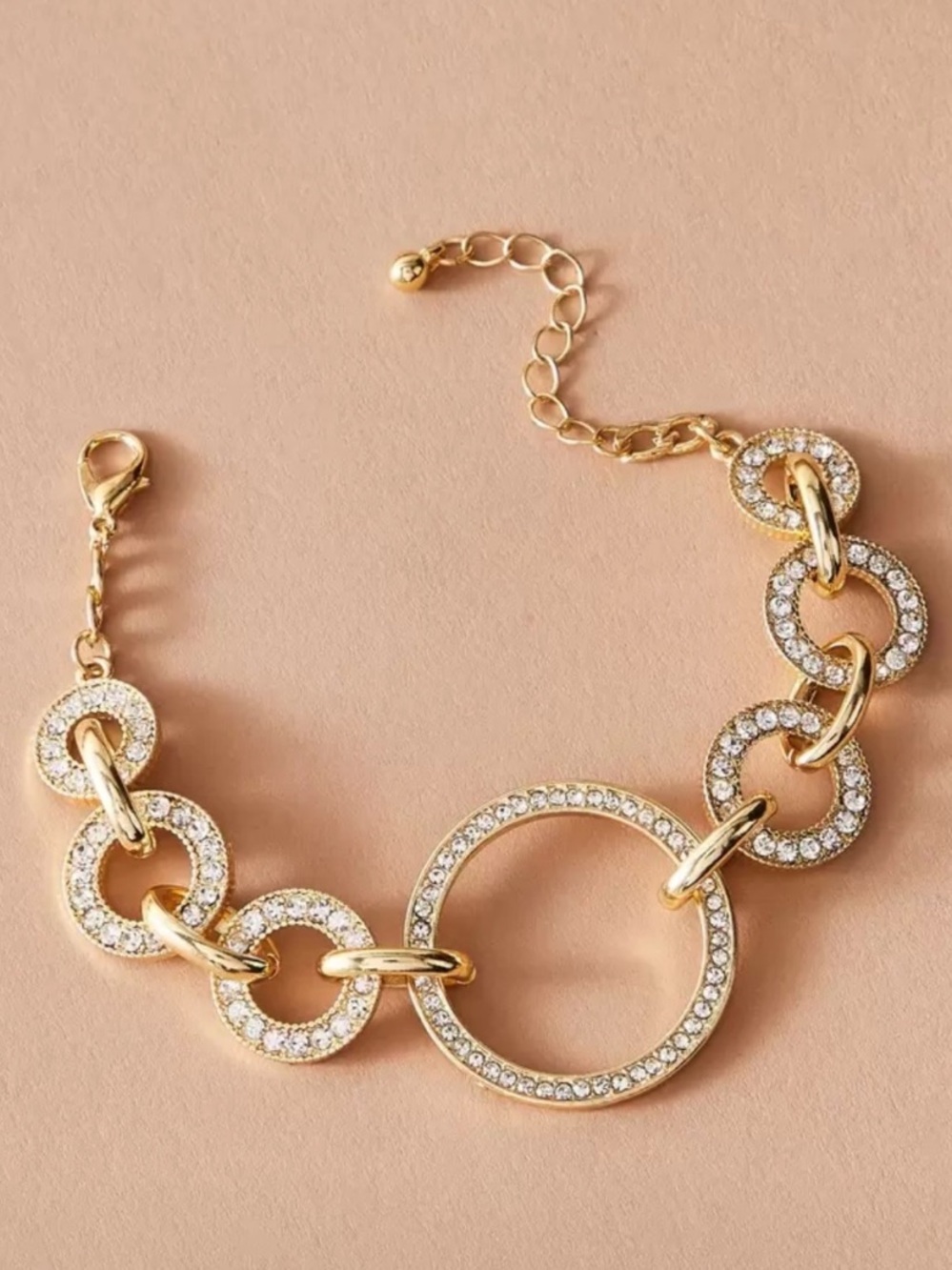 Gold Crystal Link Circle Bracelet